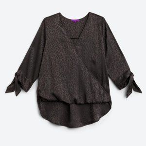 NWT WEST KEI Allan Surplice Tie Sleeve High Low Blouse